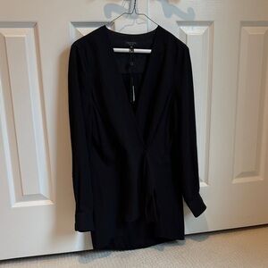 rag & bone Black Draped V-Neck Button-Front Blouse